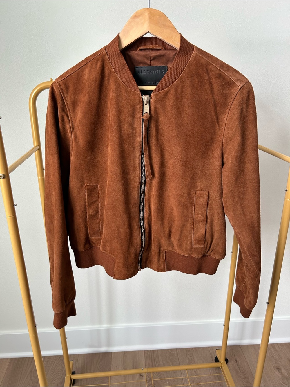 All Saints Orten Suede Bomber Jacket - Brown (Sugar Brown)